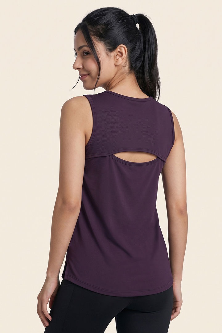 Zelocity Quick Dry Gym & Training Relaxed Tank Top - Purple Plumeria — image 3